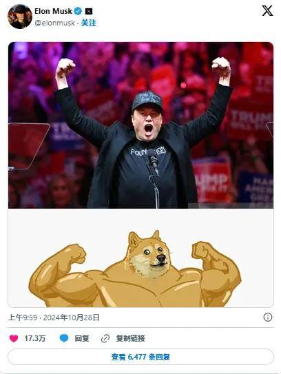 马斯克发狗狗币梗图DOGE 跳涨、帮川普造势喊：至少砍2兆美元联邦预算